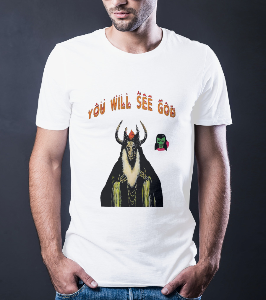 You Will See God Demon Occult Satanic Horror Green Masked Face T-Shirt