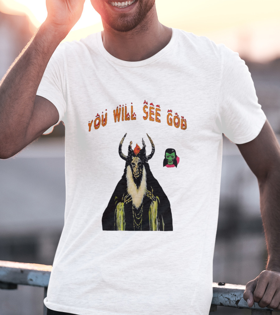 You Will See God Demon Occult Satanic Horror Green Masked Face T-Shirt