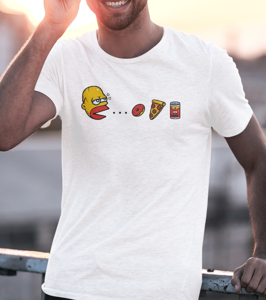 Simps Dad Pac Man Eating Donut Pizza And Beer T-Shirt