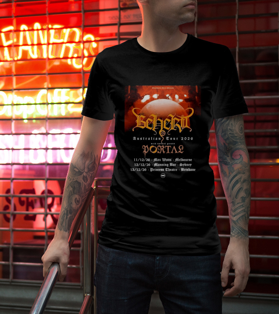 Sombre Dessein Beherit Australian Tour 2026 Special Guests Portal Tour Dates T-Shirt