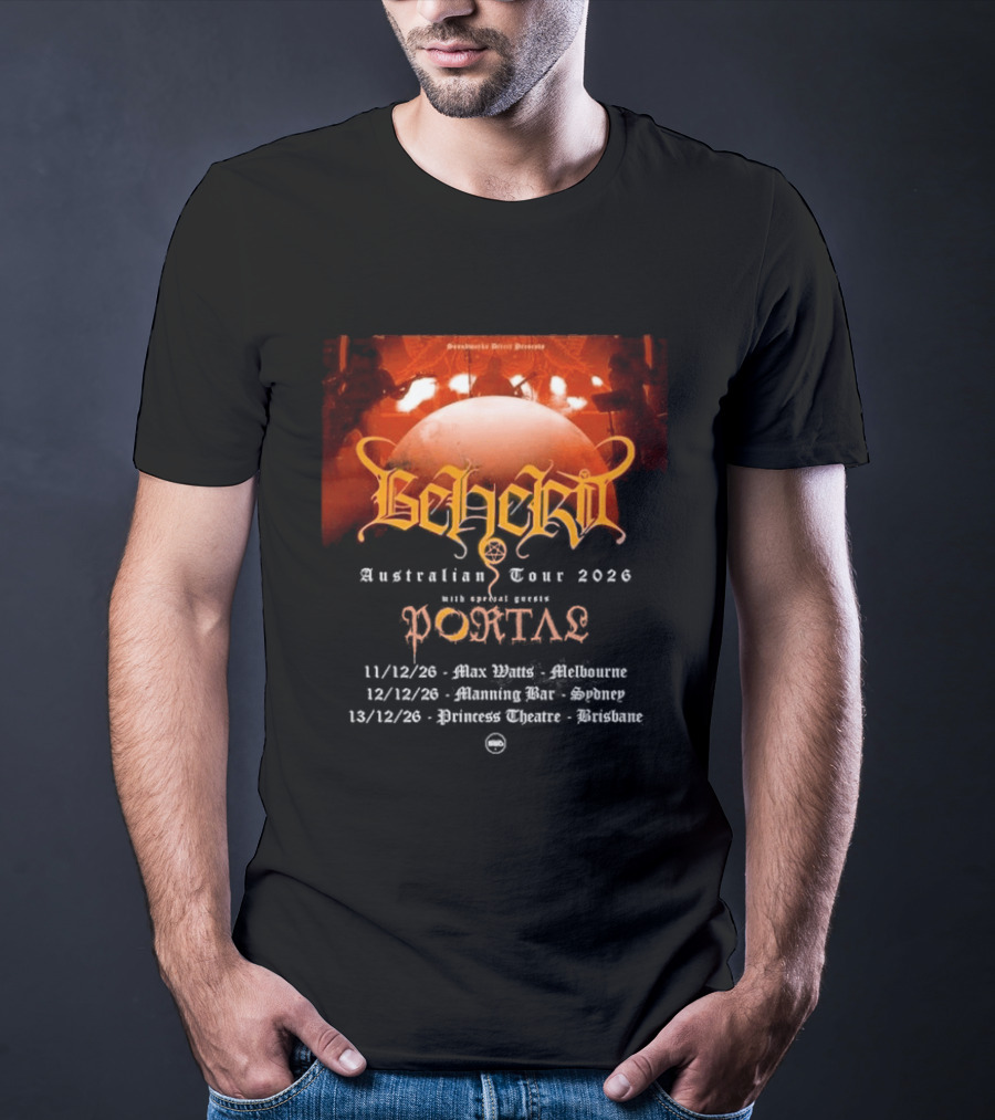 Sombre Dessein Beherit Australian Tour 2026 Special Guests Portal Tour Dates T-Shirt