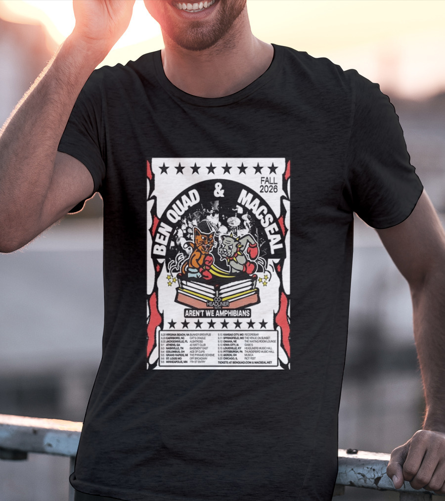 Ben Quad And Macseal Fall 2026 Tour Aren't We Amphibians Co Headliner T-Shirt