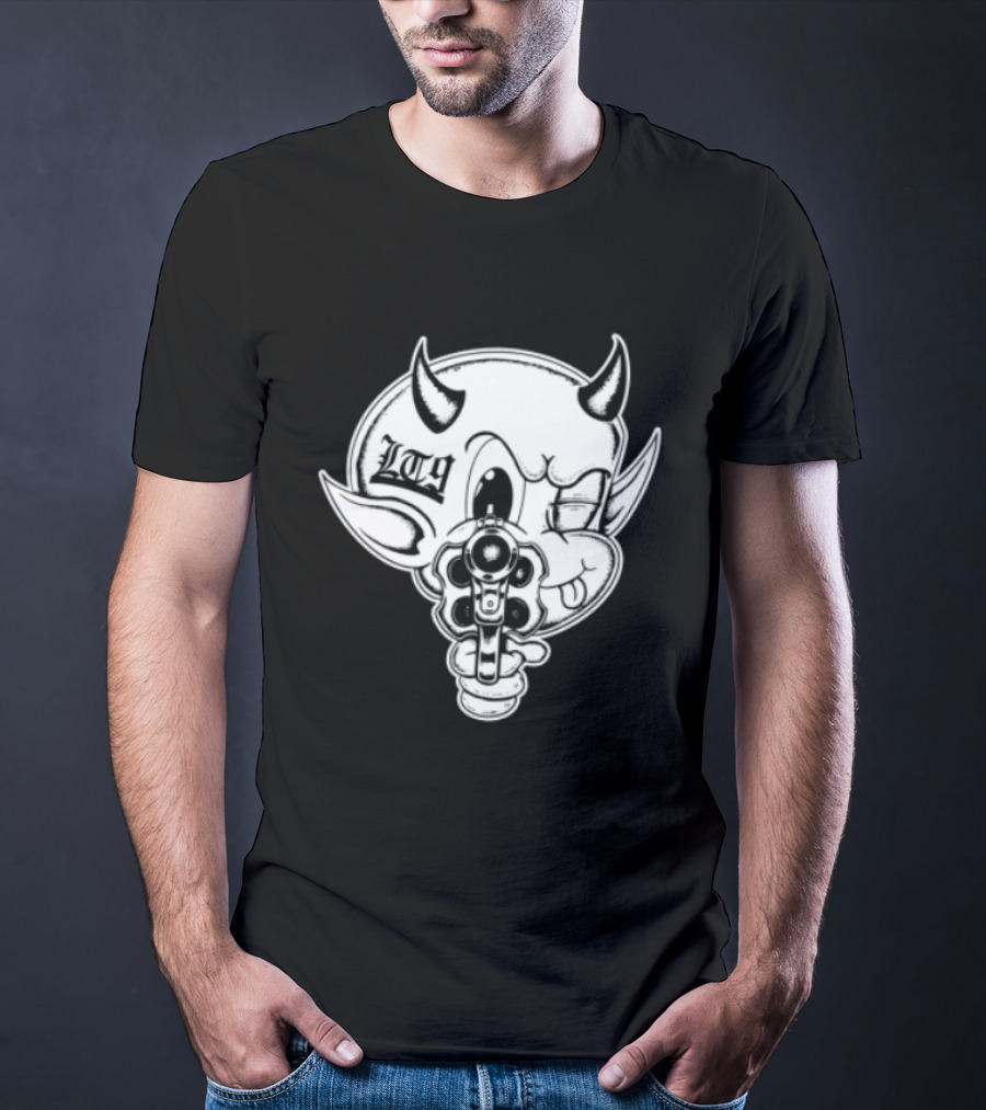 Loadthanine Store Devil Gun Horns Mask T-Shirt
