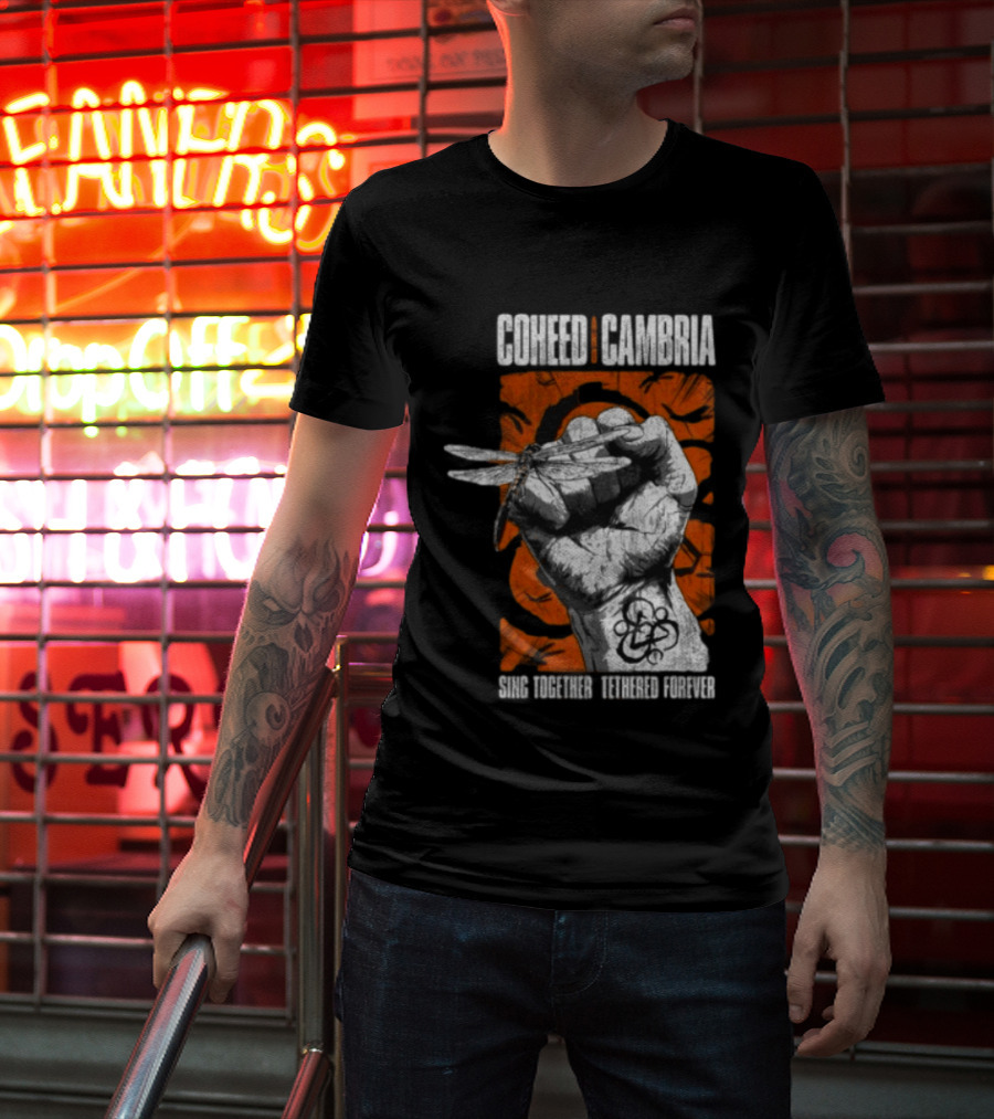 Coheed Cambria Dragonfly Fist Sing Together Tethered Courier T-Shirt