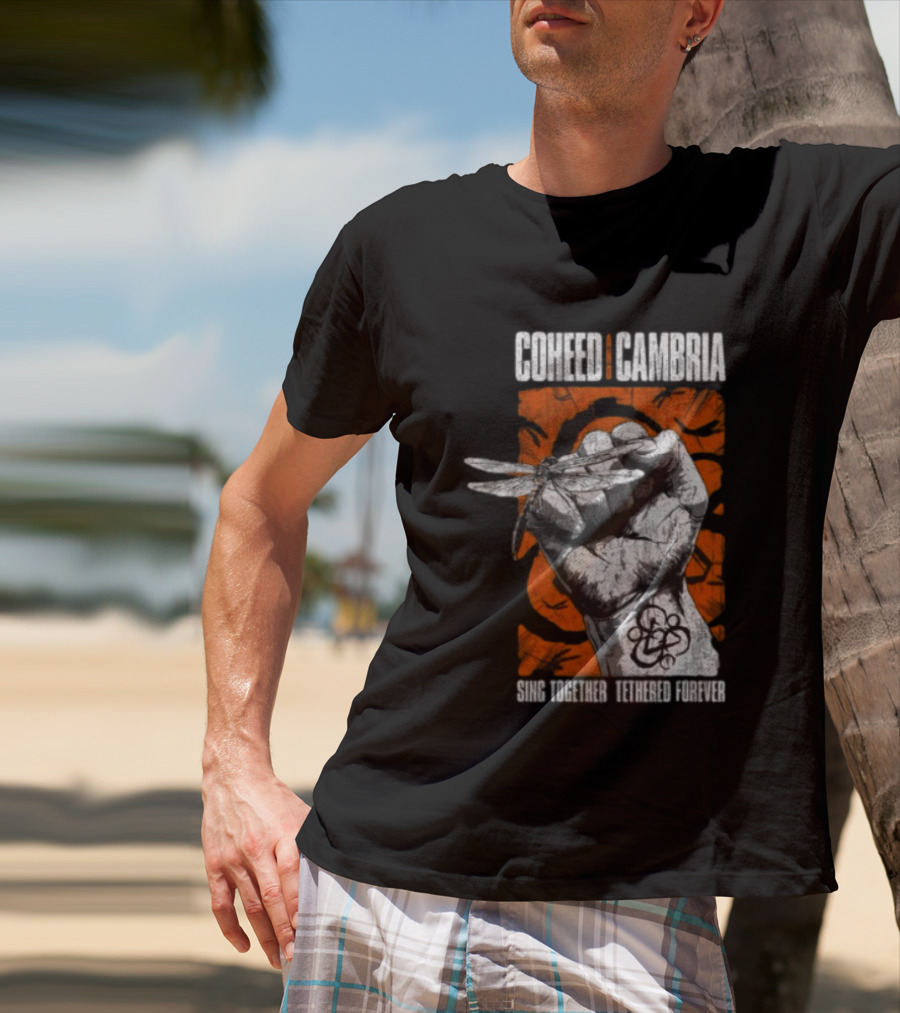 Coheed Cambria Dragonfly Fist Sing Together Tethered Courier T-Shirt
