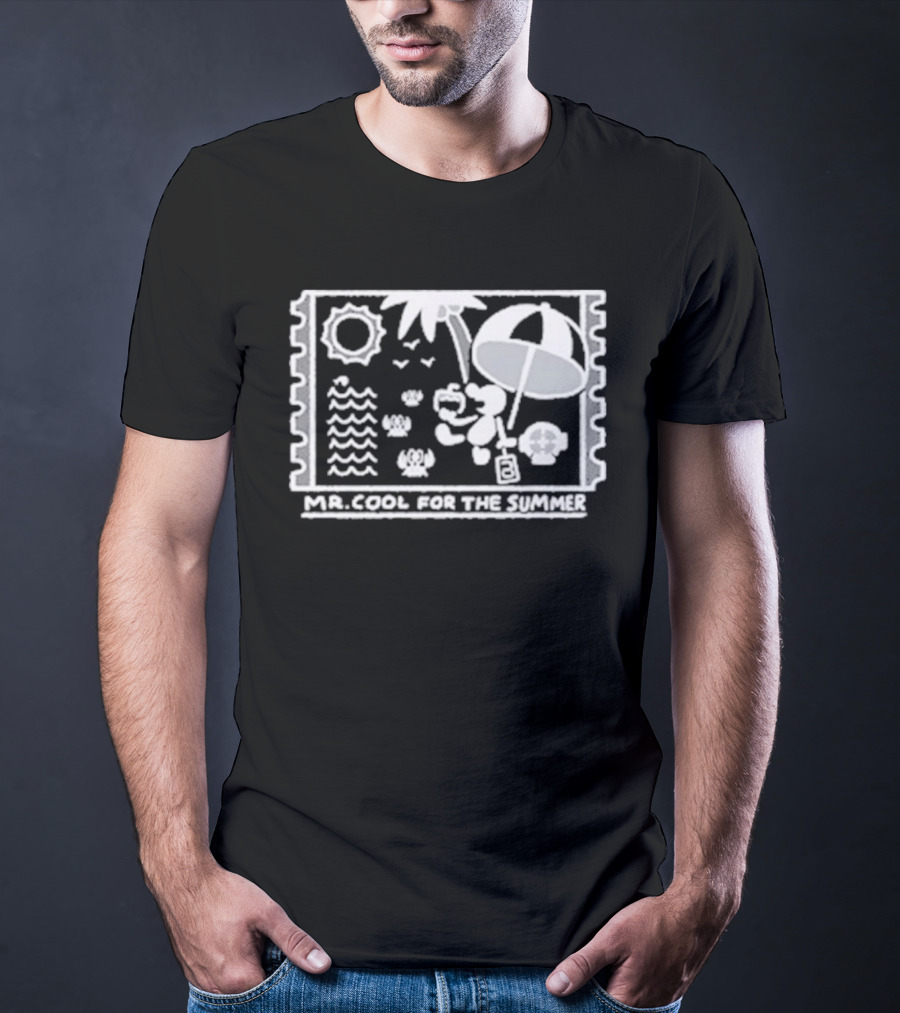 Mr. Cool For The Summer Beach Vibes Stamp Palm Tree Umbrella Sun T-Shirt
