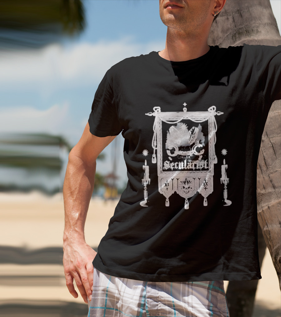 Secularist Symbolism With Chains And Wings On Tapestry T-Shirt