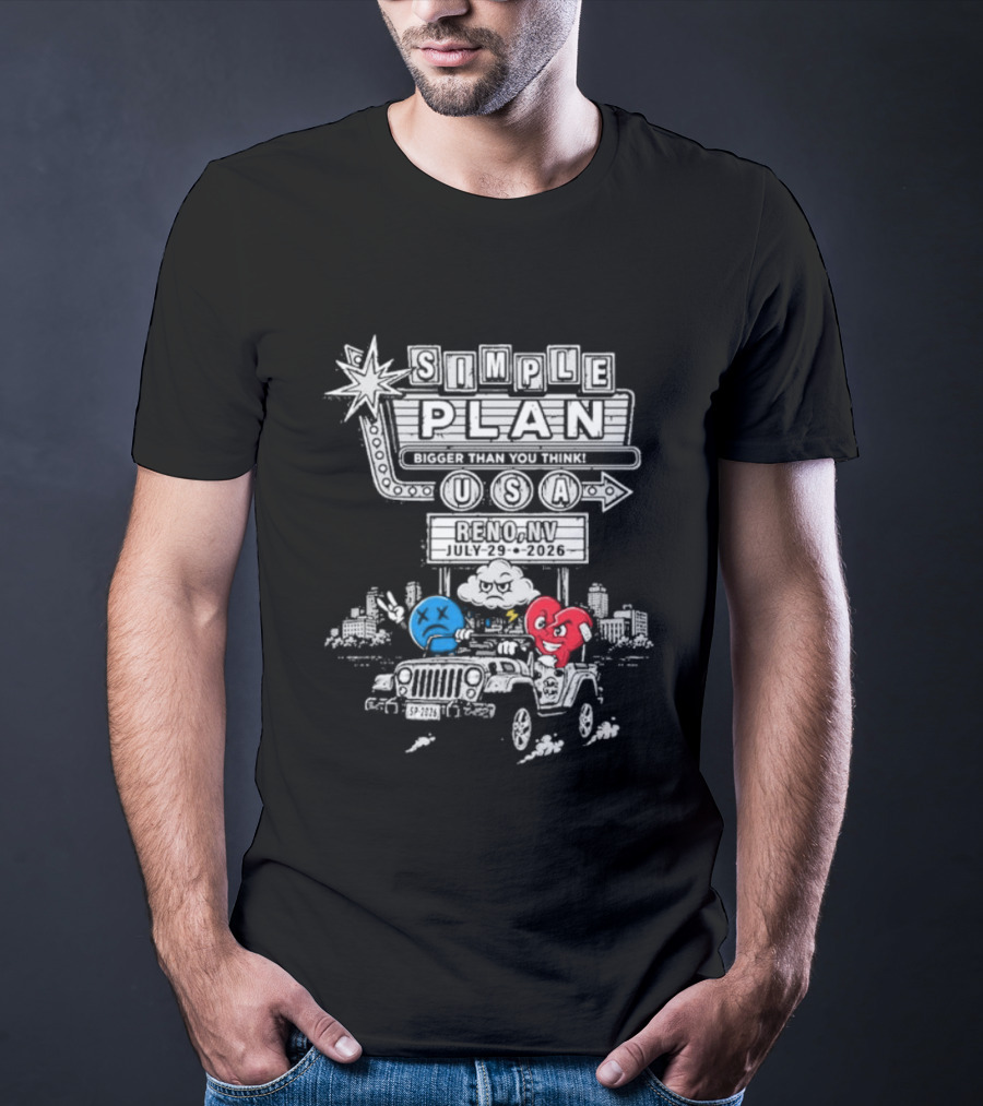 Simple Plan USA Reno NV Grand Theatre July 29 2026 Event T-Shirt