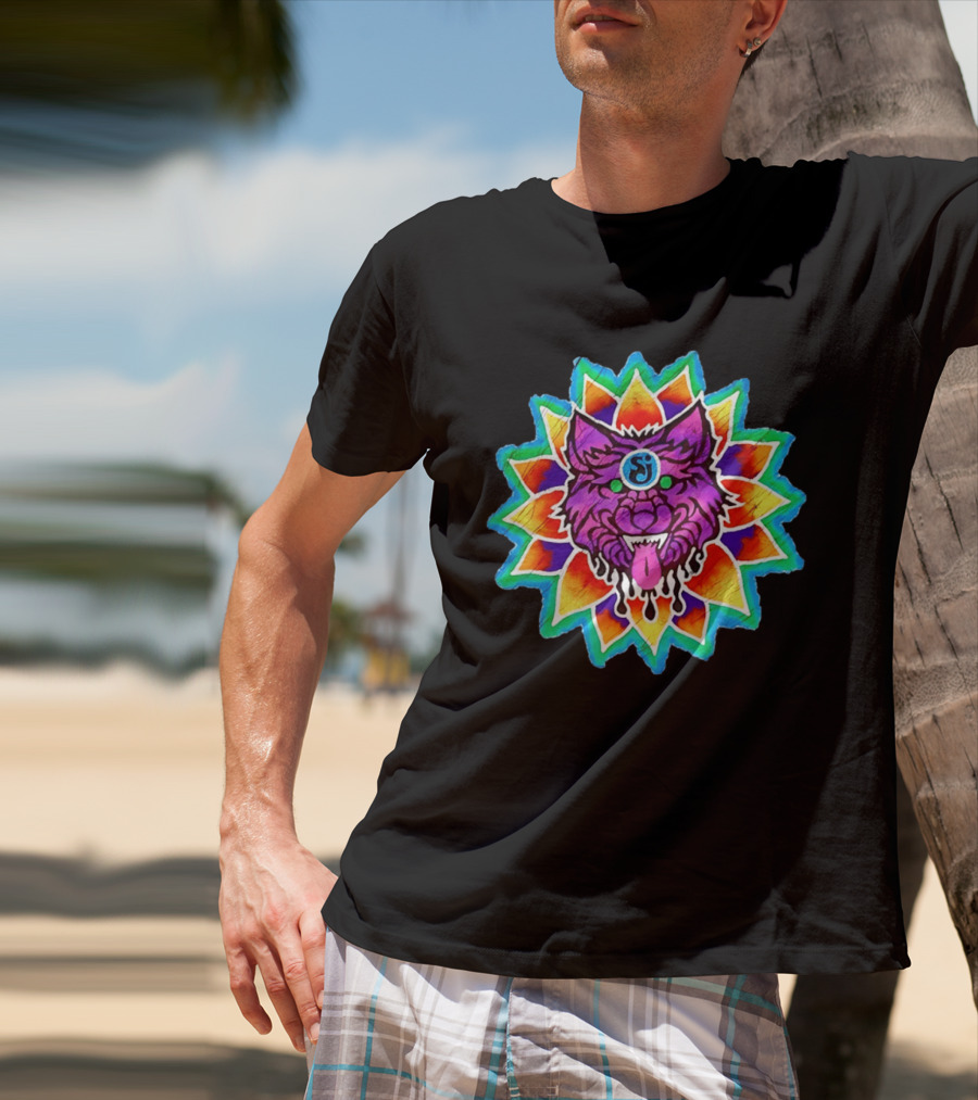 Sj Wolf Mandala Psychedelic Tribal Vivid T-Shirt