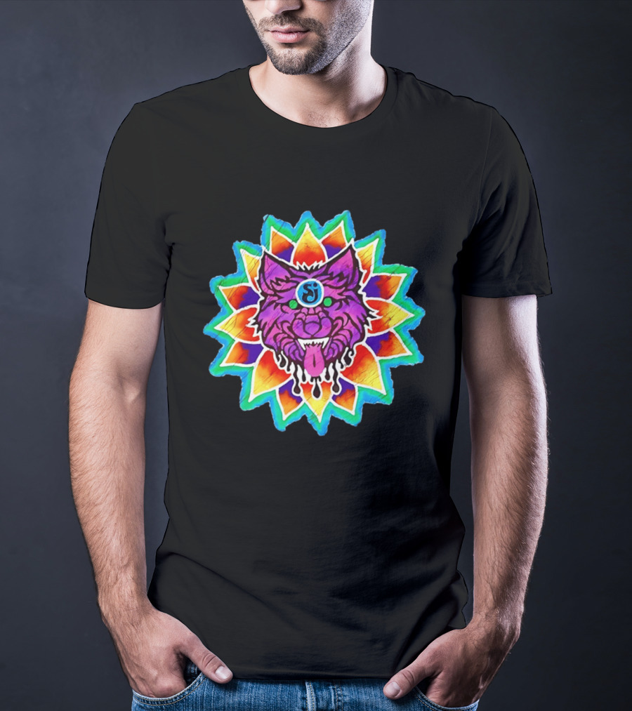 Sj Wolf Mandala Psychedelic Tribal Vivid T-Shirt