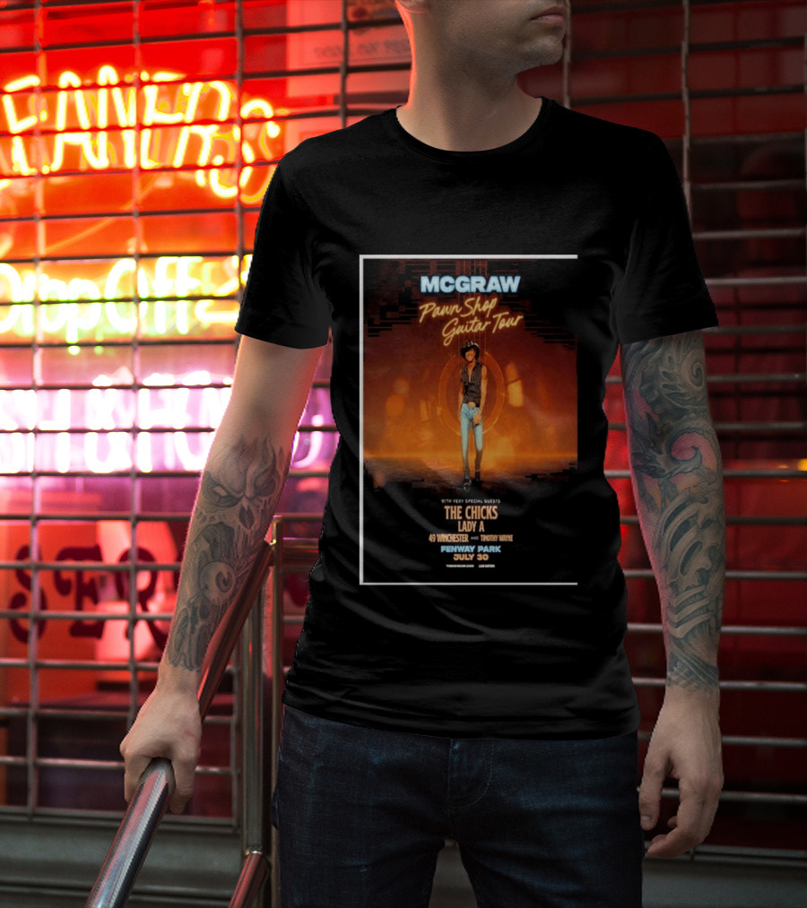 MCGRAW Pawn Shop Guitar Tour Fenway Park July 30 With The Chicks Lady A T-Shirt