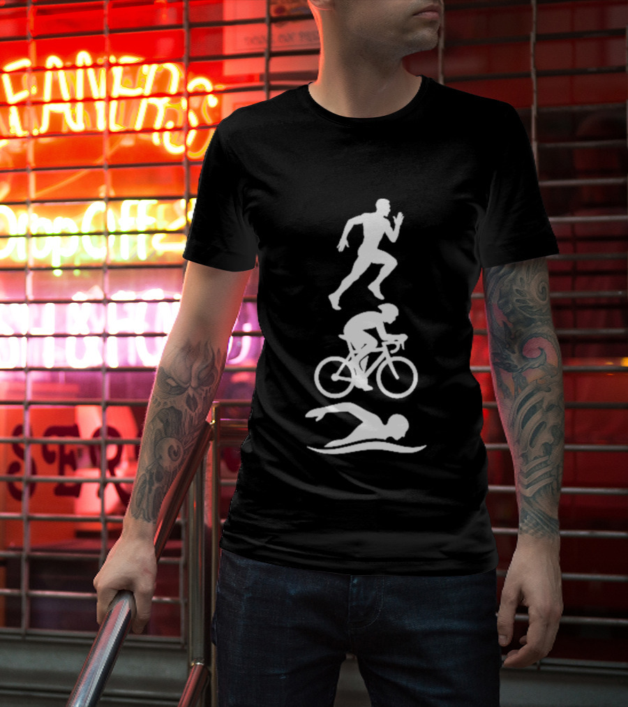 Triathlete Swim Bike Run Iconic Silhouette Athlete Training T-Shirt