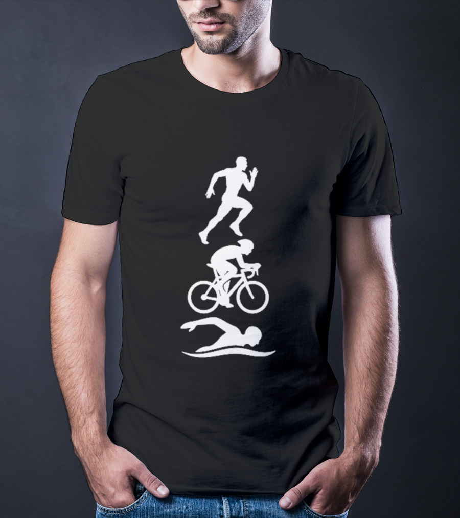 Triathlete Swim Bike Run Iconic Silhouette Athlete Training T-Shirt