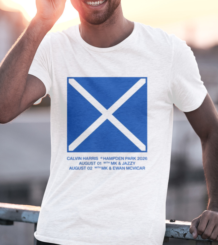 Calvin Harris Hampden Park 2023 Ecru Saltire August MK Jazzy Amber Cox MK Smart Ecuador T-Shirt