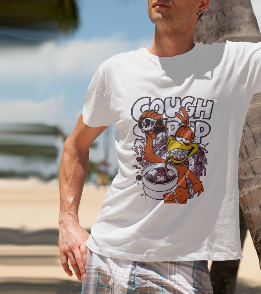 Cough Syrup Toucan Purple Drink Ice Braces Cartoon T-Shirt