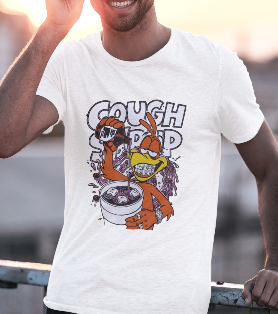 Cough Syrup Toucan Purple Drink Ice Braces Cartoon T-Shirt