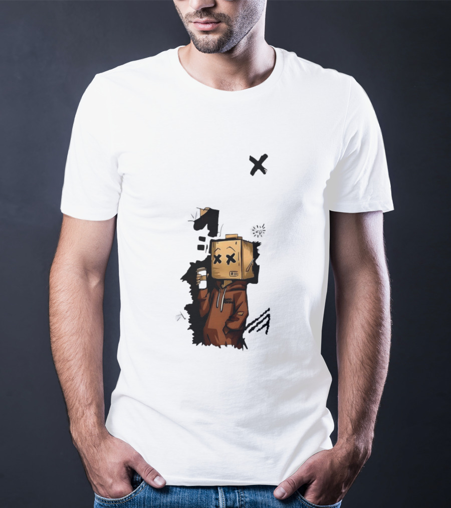 Good Person Box Head Drinking Coffee T-Shirt