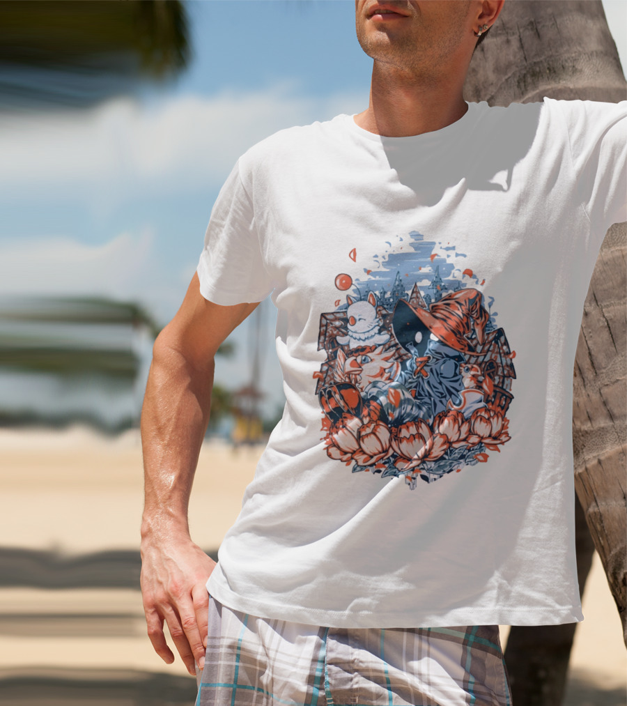 Vivi Ornitier Moogles Chocobos Day Of Calm Fantasy Blossom Scene T-Shirt