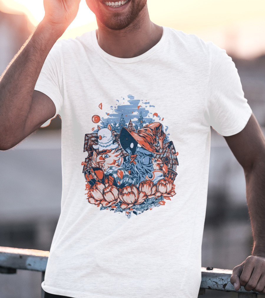 Vivi Ornitier Moogles Chocobos Day Of Calm Fantasy Blossom Scene T-Shirt