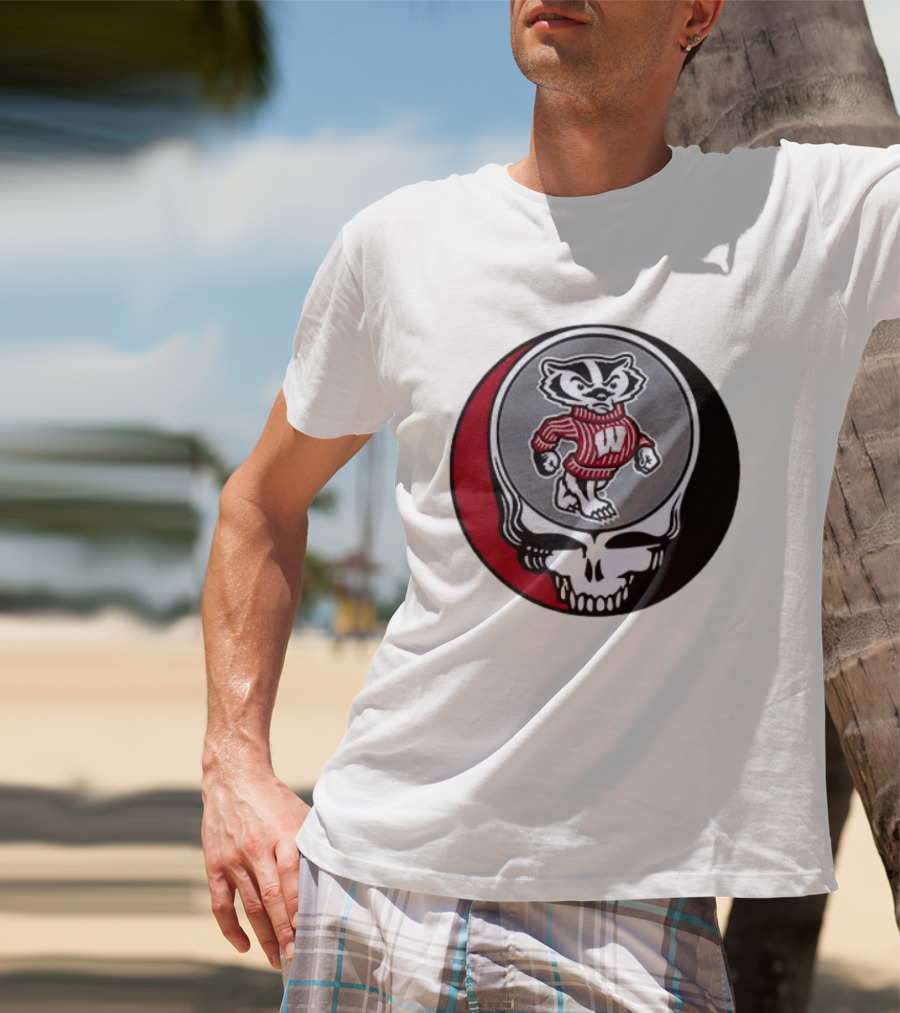 Grateful Dead Wisconsin Badgers Skull And Bucky T-Shirt