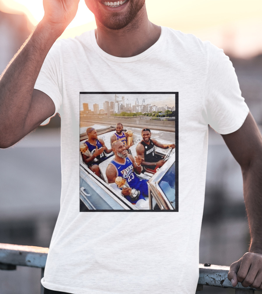 Lebron James Lakers Cavaliers Heat Champions Trophies Parade T-Shirt