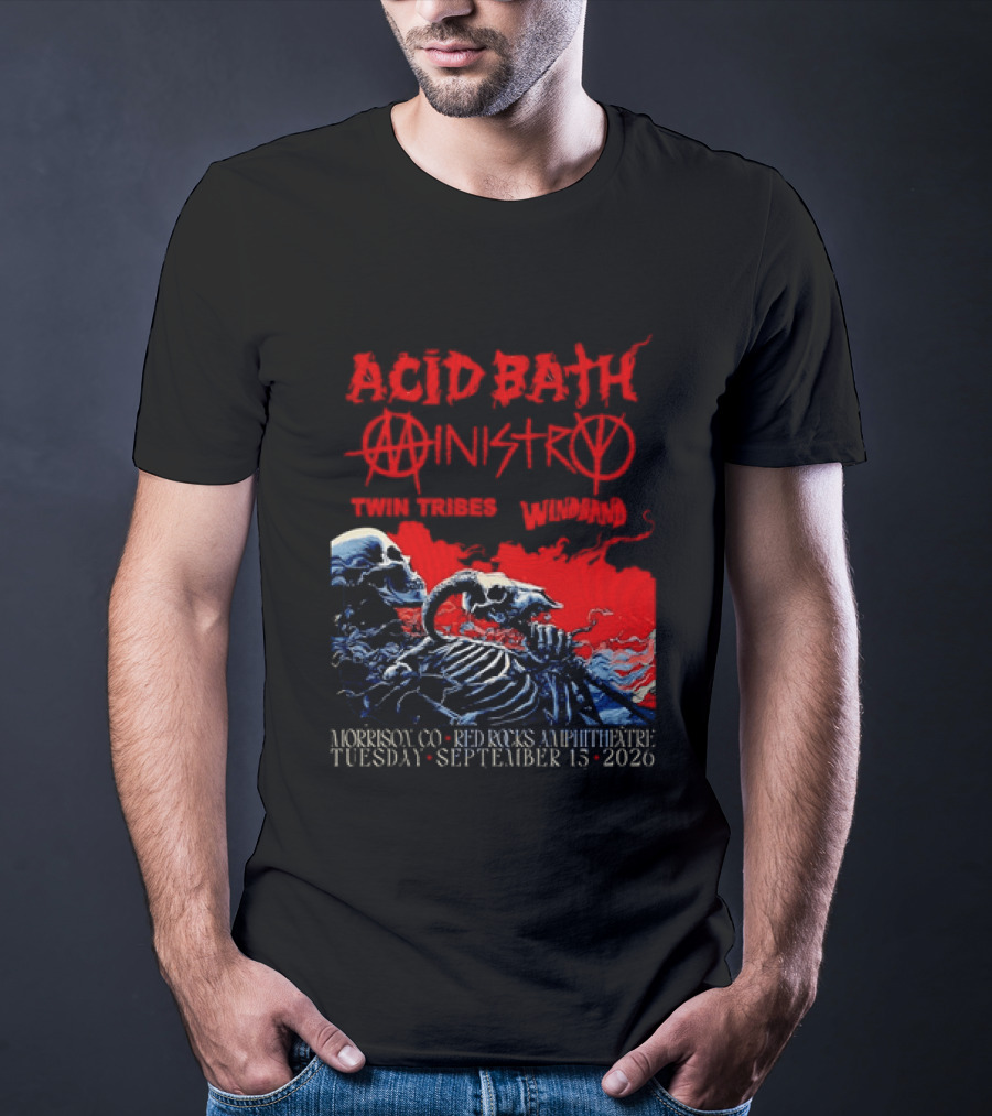 Acid Bath Ministry Twin Tribes Windhand Red Rocks Amphitheatre September 2026 Concert T-Shirt
