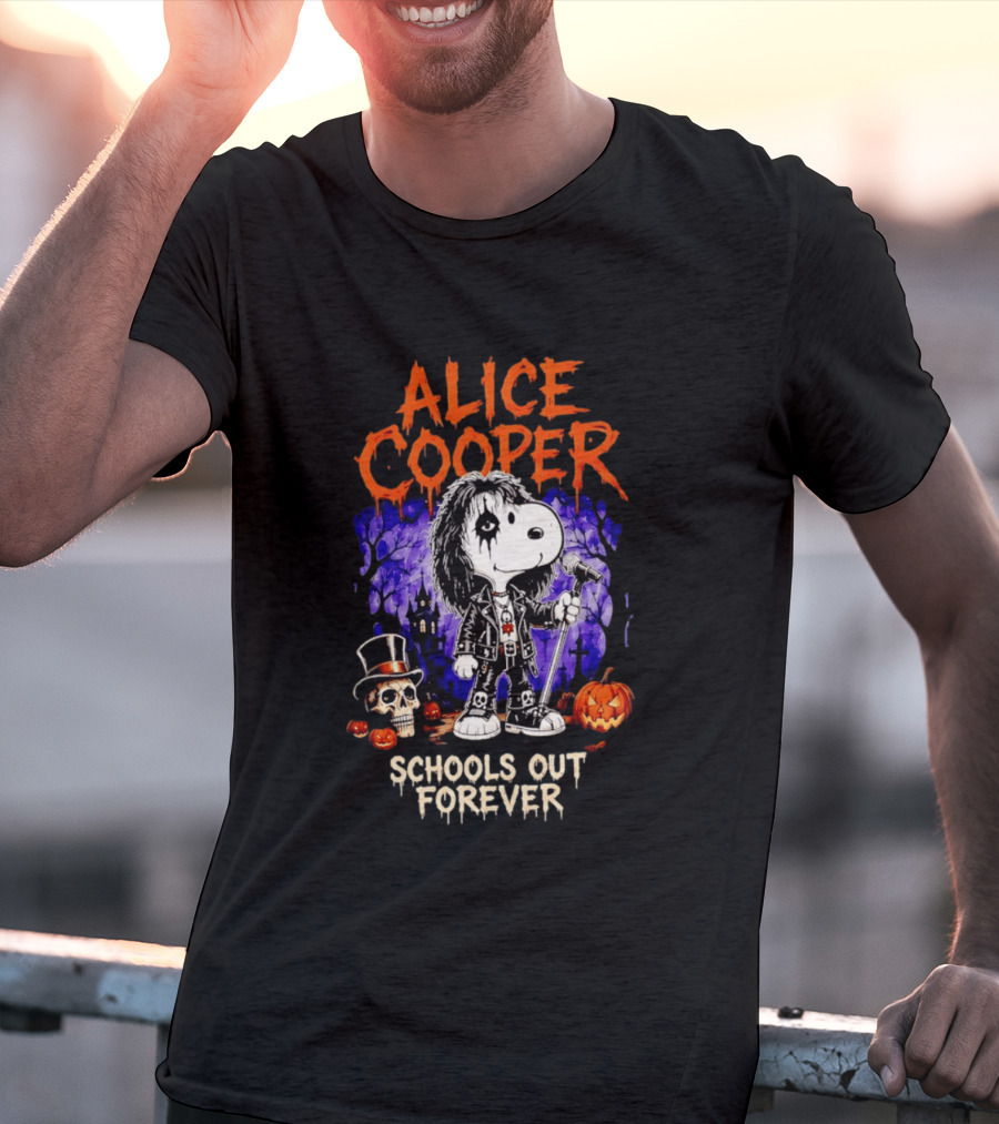 Alice Cooper Snoopy Schools Out Forever Halloween Punk Rock Mashup T-Shirt