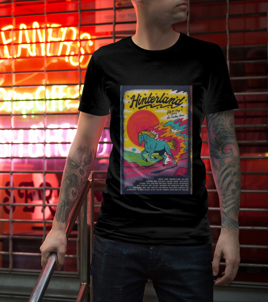 Hinterland Music Festival 2026 St. Charles Iowa July 30 August 2 Lineup Kaleidoscopic Horse T-Shirt