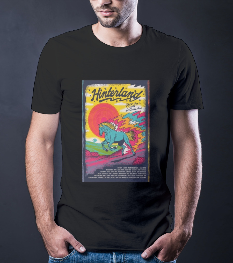 Hinterland Music Festival 2026 St. Charles Iowa July 30 August 2 Lineup Kaleidoscopic Horse T-Shirt