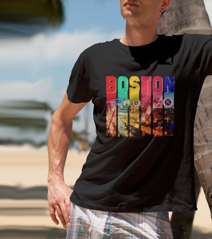 Boston Sports Patriots Celtics Bruins Red Sox BC Revolution Team Logos T-Shirt