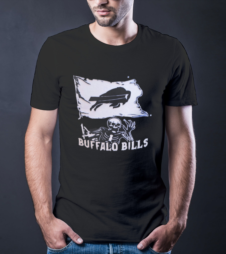 Buffalo Bills Skeleton Flag Football NFL Team Spirit T-Shirt