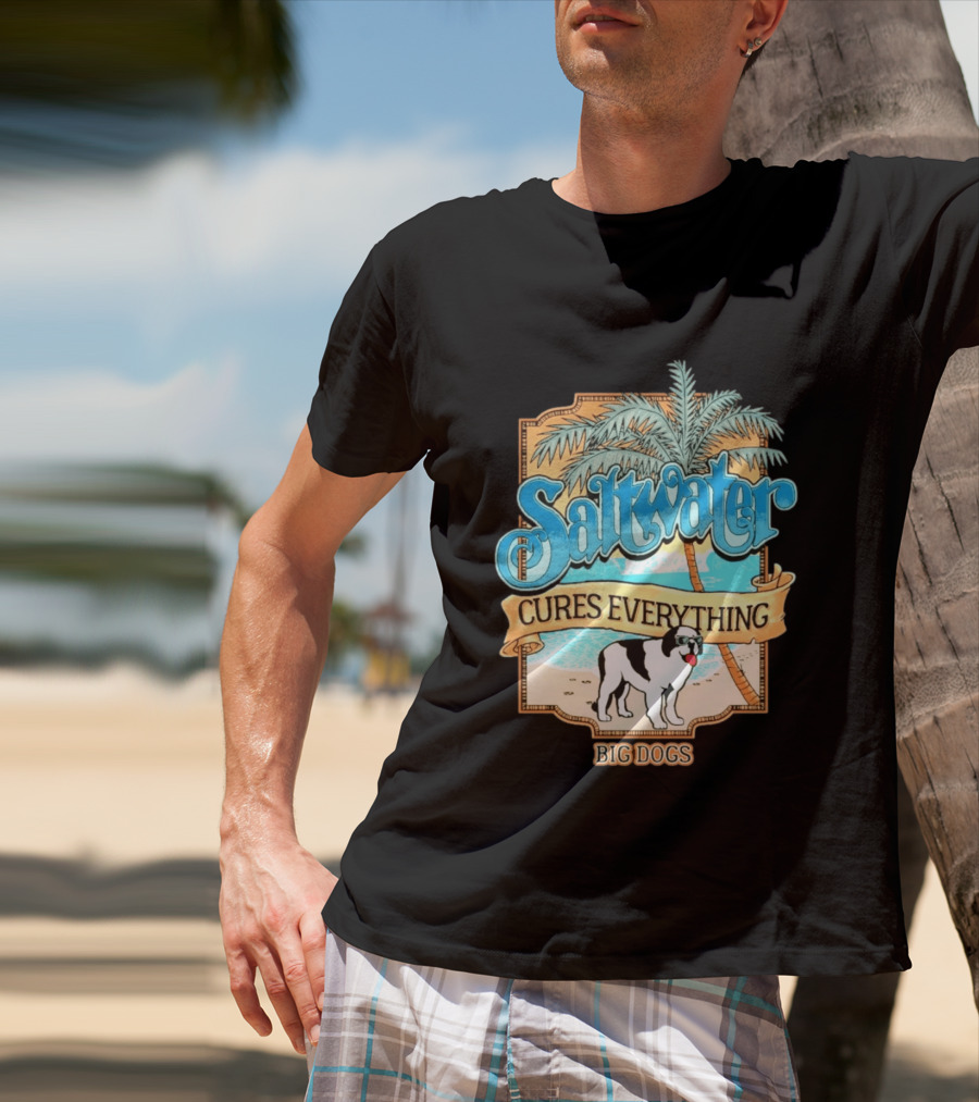 Saltwater Cures Everything Big Dogs Palm Beach Scene T-Shirt
