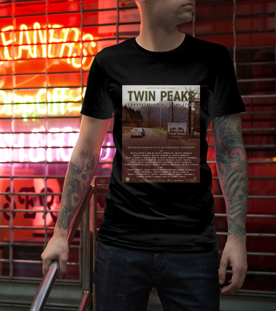 David Roy Williams Presents Twin Peaks Conversation With The Stars Tour Featuring Special Tribute To David Lynch 2023 2024 T-Shirt