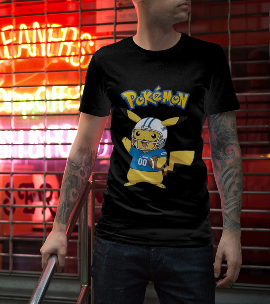 Detroit Lions Pokemon Pikachu Football Fan T-Shirt
