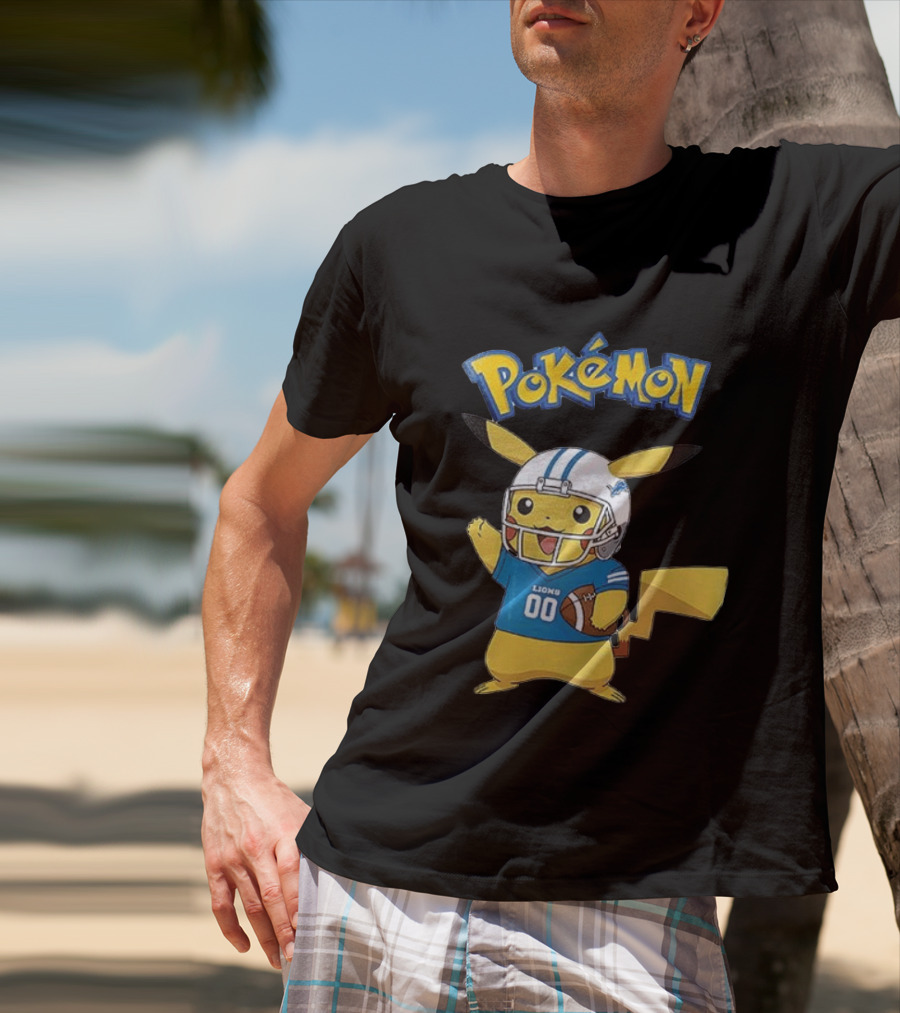 Detroit Lions Pokemon Pikachu Football Fan T-Shirt