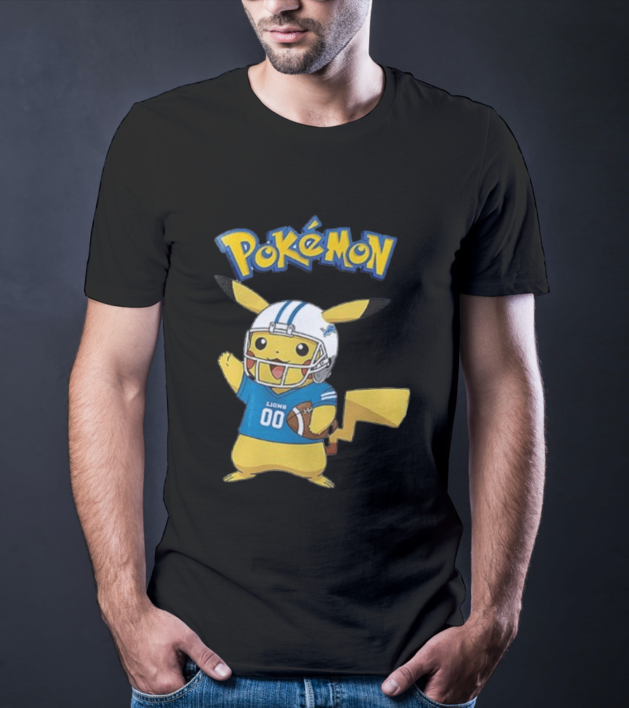 Detroit Lions Pokemon Pikachu Football Fan T-Shirt