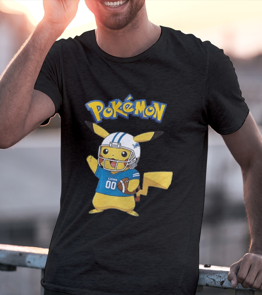 Detroit Lions Pokemon Pikachu Football Fan T-Shirt