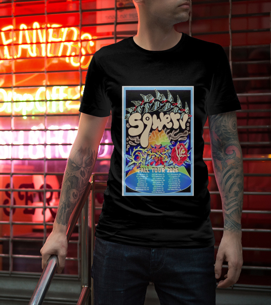 Squeaky Fall Tour 2026 Psychedelic With Rose And Leaf T-Shirt