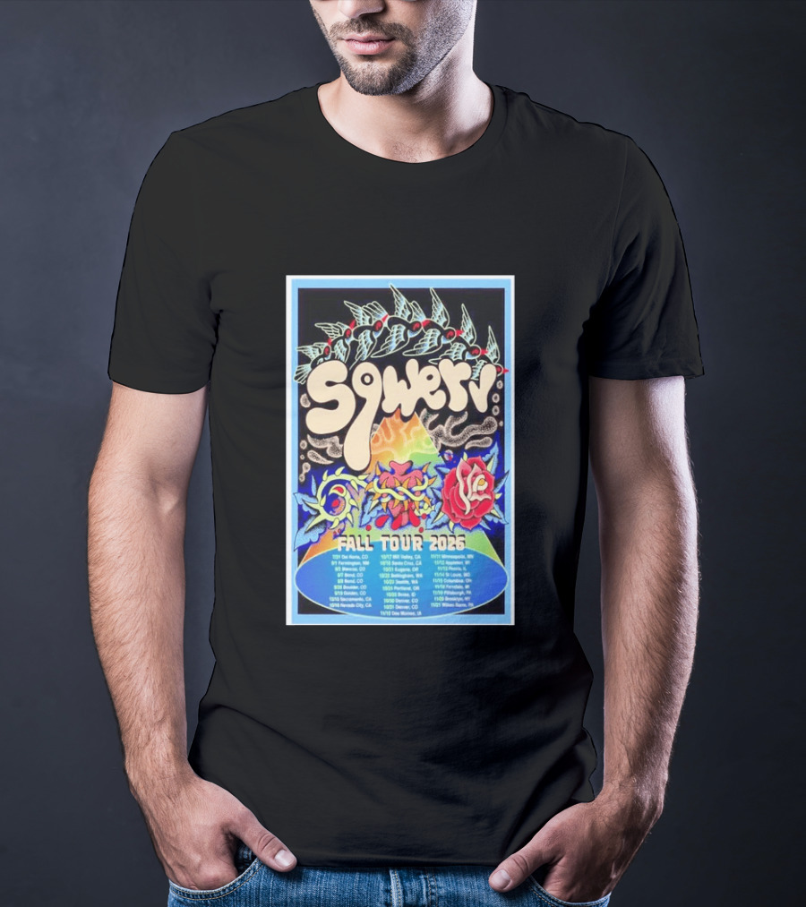 Squeaky Fall Tour 2026 Psychedelic With Rose And Leaf T-Shirt