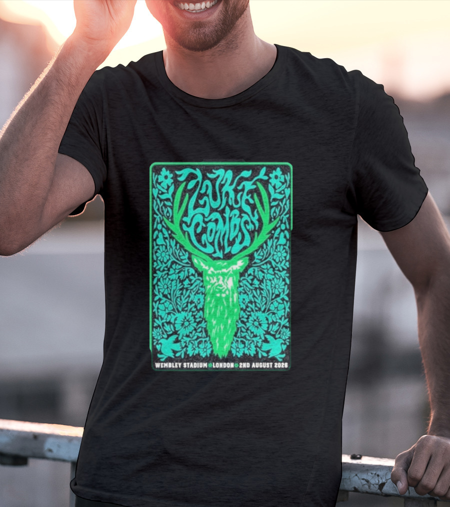 Luke Combs Wembley Stadium London August 2 2026 Deer Antlers Floral T-Shirt