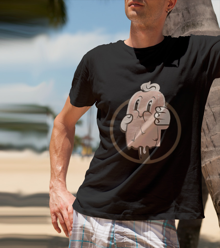 Melting Popsicle Cartoon Character With Circle T-Shirt
