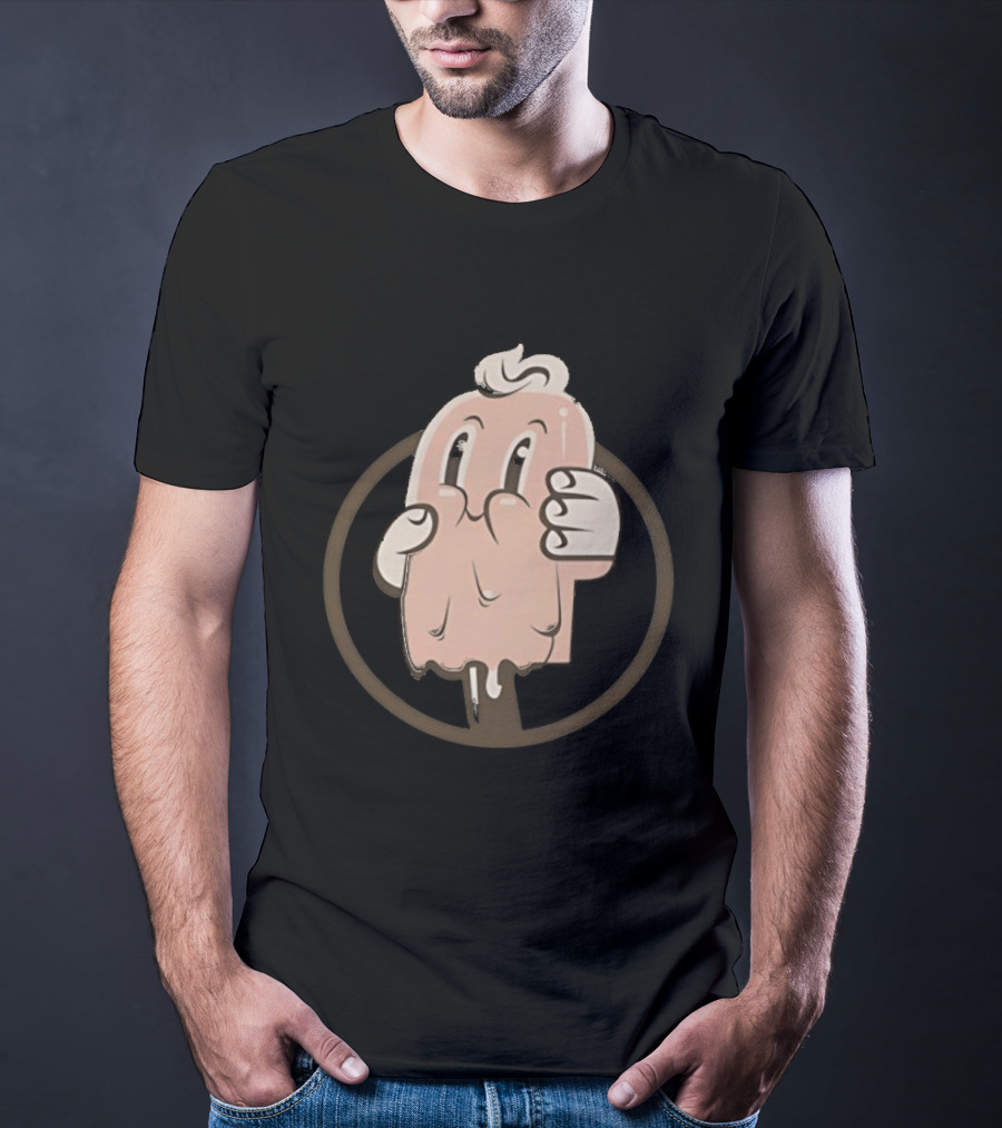 Melting Popsicle Cartoon Character With Circle T-Shirt