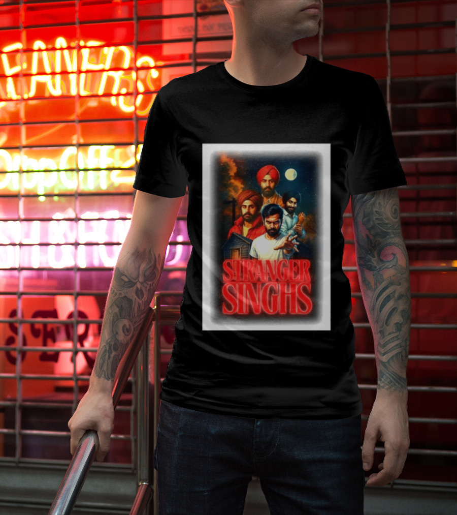 Stranger Singhs Indian Series With Turbaned Characters And Moonlit Sky T-Shirt