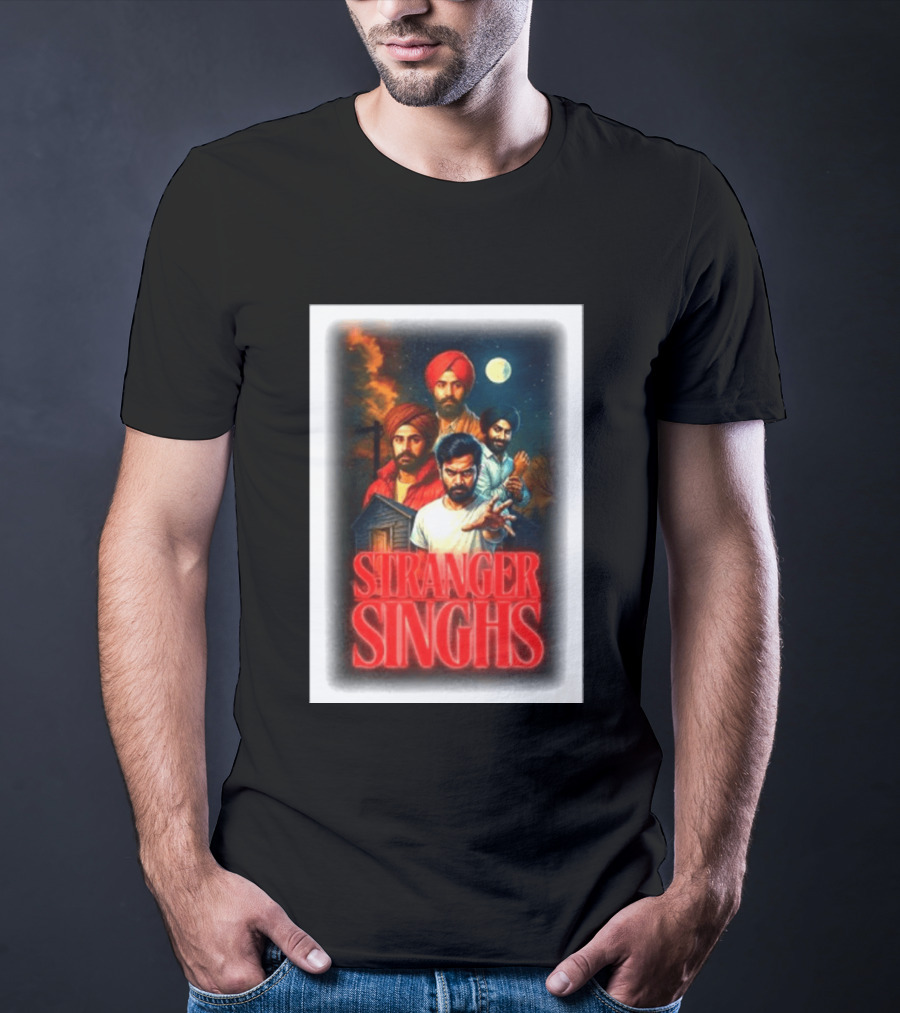 Stranger Singhs Indian Series With Turbaned Characters And Moonlit Sky T-Shirt