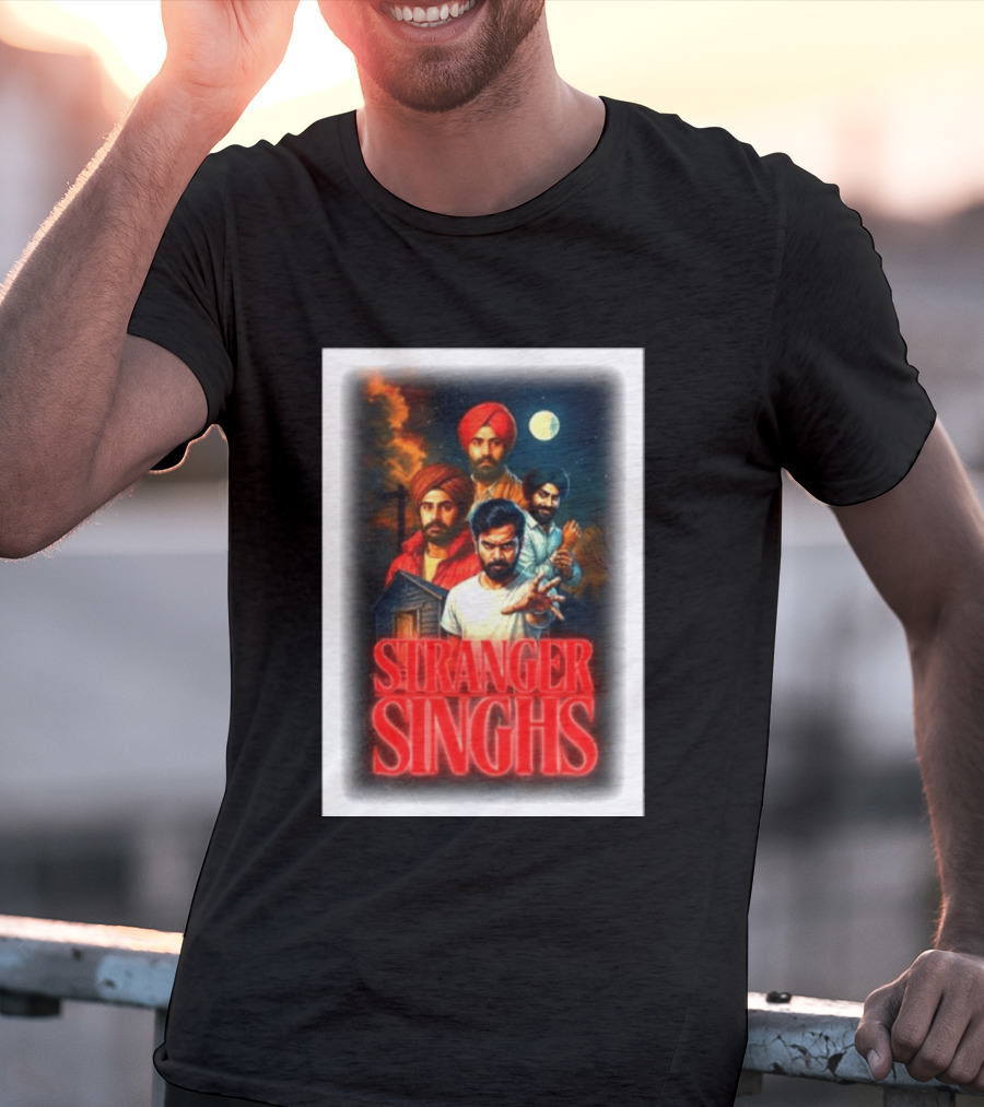 Stranger Singhs Indian Series With Turbaned Characters And Moonlit Sky T-Shirt