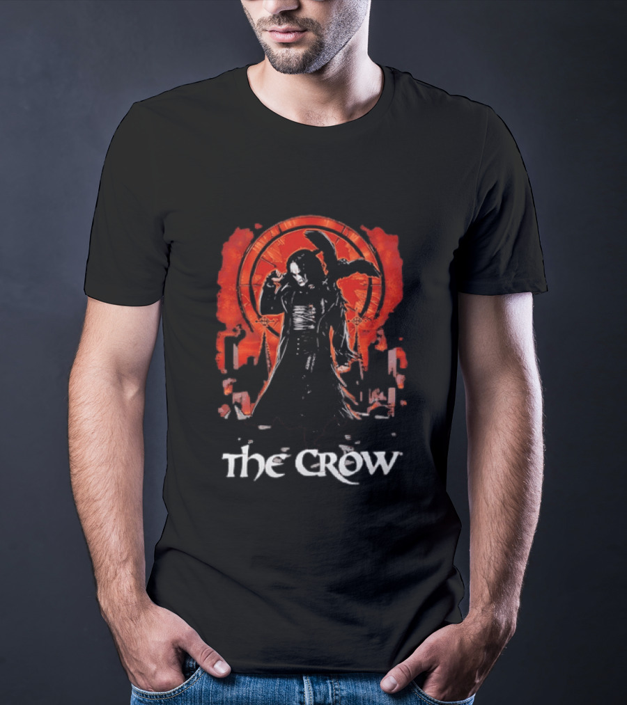 The Crow Brandon Lee Gothic Movie Iconic Dark Aesthetic With Red T-Shirt