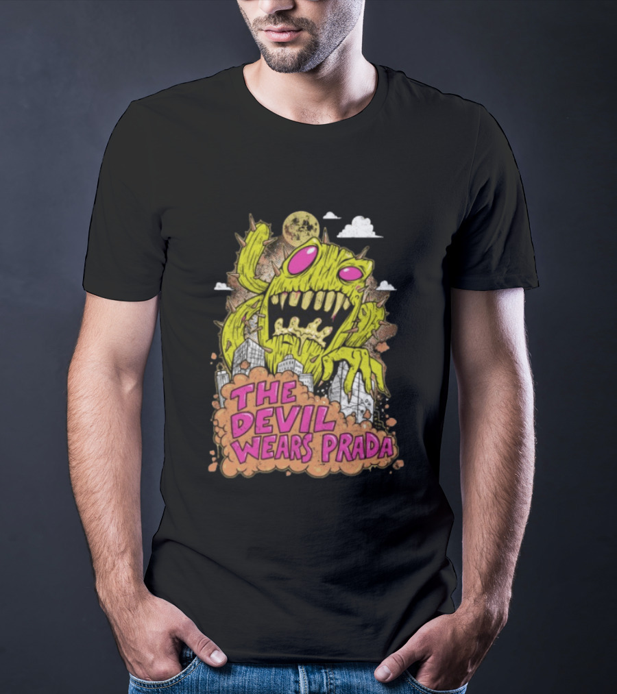 The Devil Wears Prada Cactuszilla Monster In Cityscape T-Shirt