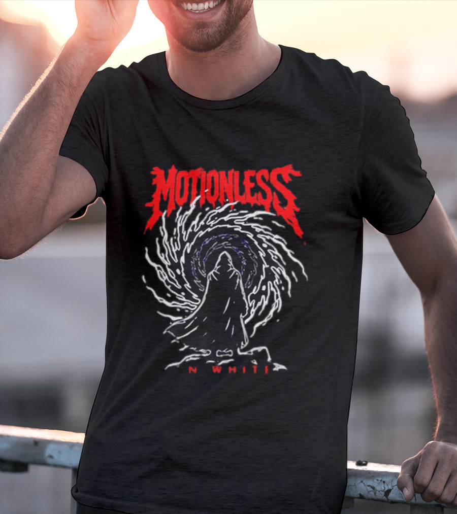 Motionless In White MIW The Sweat And Blood Tour 2026 Be Not Afraid Of The Dark Cloaked Figure Spiral T-Shirt