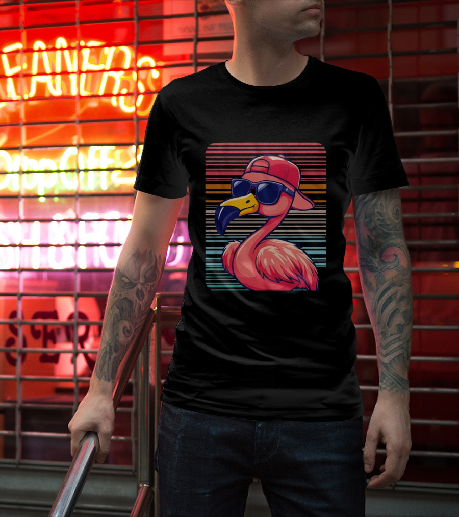 Flamingo Cool Vibes Sunglasses And Cap T-Shirt
