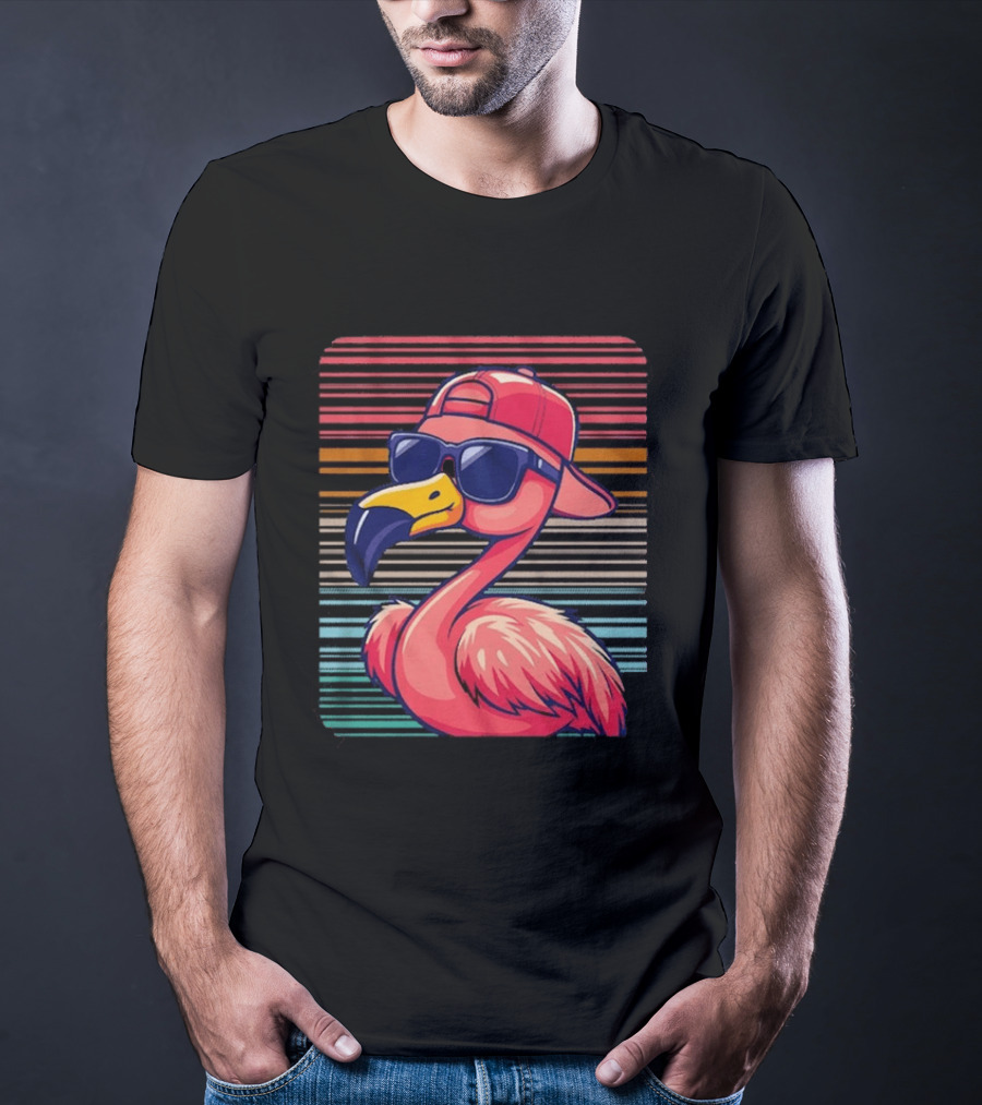 Flamingo Cool Vibes Sunglasses And Cap T-Shirt